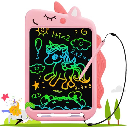 Fullware LCD Schreibtafel Kinder, 10 Zoll Maltafel Zaubertafel Dinosaurier Einhorn Spielzeug, Geburtstag Weihnachts Geschenke für 3 4 5 6 7 8 Jahre Jungen Mädchen