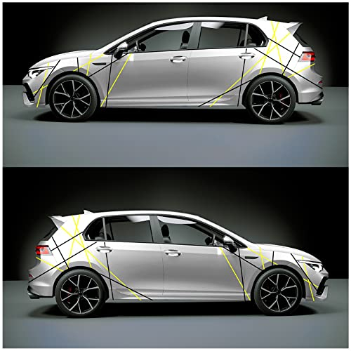 Auto Streifen Dekor Folien zweifarbig Zierstreifen 10m Länge 15mm Breite Dekorstreifen für Kfz Motorrad Boot Modellbau Zubehör Klebestreifen Rallystreifen (18 Neon Gelb/Schwarz)