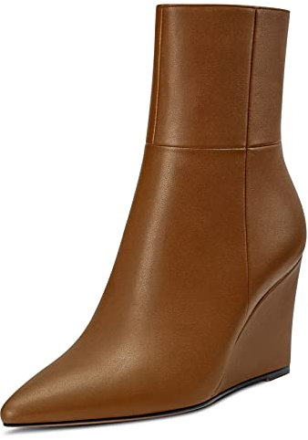 Castamere Donna Alto High Tacco Heel Zeppa a Punta Stivaletti Classico Cerniera Slip-on Stivali Feste da Matrimonio 8.5 CM Heels Marrone 35 EU