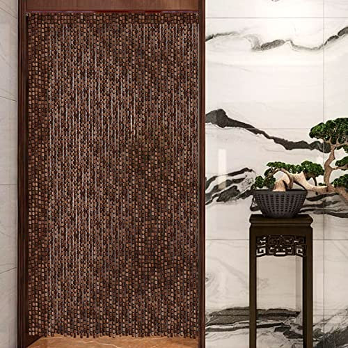 FENGSHOUU Retro-Stil Hölzern Perlenvorhang,Hängender Dauerhaft Türvorhang Teilervorhang,Handgefertigte Perlen-Schnur-Vorhänge,Türvorhänge Panel für Eingangsbereich,Wohnkultur (110 strands-110x240cm)