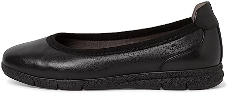 Tamaris COMFORT Damen Ballerinas aus Leder Klassisch Comfort Fit, Schwarz (Black), 39 EU