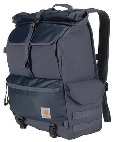 Carhartt Nylon-Rolltop, strapazierfähiger, wasserabweisender Rucksack, Blau (Bluestone), Einheitsgröße, Nylon-Rucksack mit Roll-Top, strapazierfähig, wasserabweisend
