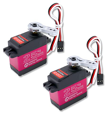 KUBOWAI 25kg Digital Servo, Full Metal Gear Wasserdichter Servomotor mit hohem Drehmoment, Lenkwinkel 270°, geeignet für RC Traxxas HSP RC Auto Flugzeug Schiff Roboter DIY (2 Stück)