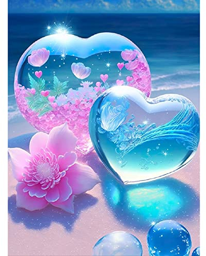 QENSPE Diamond Painting Kristall Liebe Diamant Painting Bilder 5D Diamond Painting Erwachsene Blumen Full Diamant Bilder Malerei Stickerei Set Kreuzstich Bilder Home Wand Dekor 30x40cm