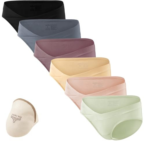 HBselect 6 Bragas Embarazadas Algodon U Forma Braguitas para Premamá Cintura Bajo Bragas Maternidad