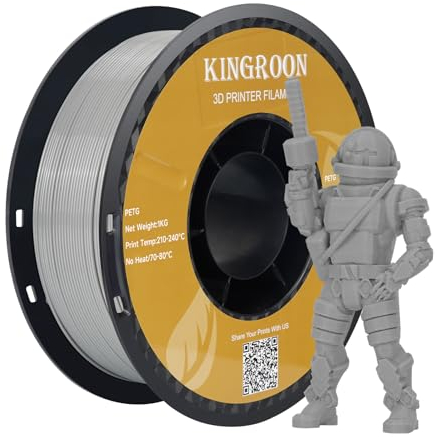 kingroon 3D Printer Filament PLA 3D-Druckerfilament,… (Polyethylen -Terephthalatglykol, Graues Petg)