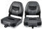 COSTWAY Set of 2 Foldable Boat Chairs, UV Weather Resistant Fishing Seat with Long Fixation Strap, Ergonomic Backrest and Thicken Foam, 50x43x52cm