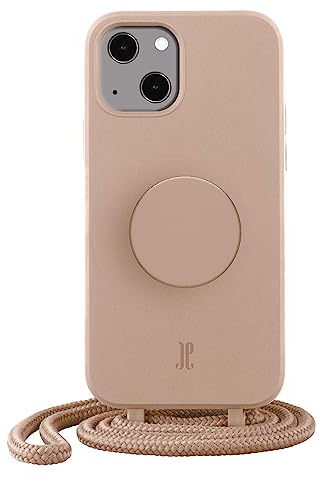 PopSockets x Just Elegance iPhone Hülle - Necklace Case - Handyhülle kompatibel mit iPhone 14 6,1 - iPhone Schutzhülle mit Abnehmbarer Kordel und Fingerhalter (Zartes Apricot)