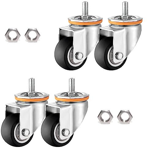 ESOYAWE 4 Stück Ø 63 75 100 125 Mm Leise TPR Gummi Lenkrolle, Mit Bremse M10 M12 Gewinde Vorbau Lenkrollen, 360 Grad Drehbar Ersatzrollen Für Trolleys, Möbel, Transport, Werkbank