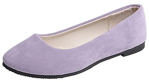 Donne ragazze solide grandi dimensioni scivola su piatto comfort casuale scarpe singole scarpe tabella delle scarpe donna, Lilla, 39 EU