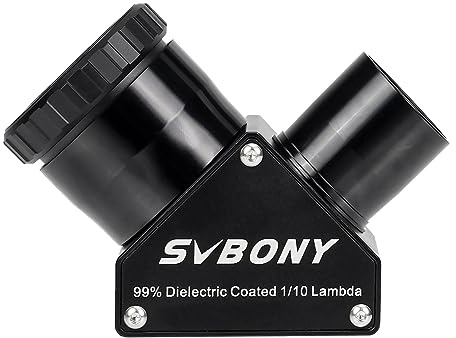 SVBONY SV223 1,25 Zoll 90 Grad Dielektrischer Spiegel, 99% reflektierende dielektrische Beschichtung Stern Diagonale, Clicklock-Verriegelungsmechanismus, Diagonaladapter mit Messing-Kompressionsring
