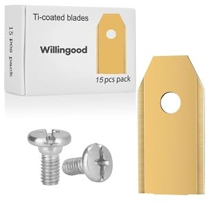 15 x Titan Messer Klingen, Linkbro Mähroboter Ersatzmesser für alle Gardena Mähroboter Husqvarna Automower, Rasenroboter Messer mit Titancarbit Legierung, Rasenmäher Klinge mit 15 Schrauben