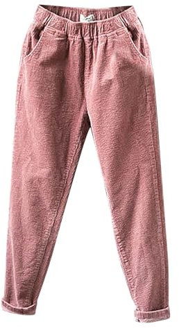 Pantalon en Velours Côtelé pour Femme - Taille Haute, Thermique avec Poche - Jogging Épais et Chaud d'Hiver - Fitness et Sport