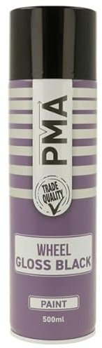 PMA GLOSS BLACK NON-FADING ALLOY WHEEL SPRAY PAINT 500ML