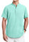 Enlision Chemise Homme Manches Courtes en Lin Col Mao Chemises Été Hommes Leger Chemisette de Plage Classique Casual Henley Shirt Vert Menthe XL