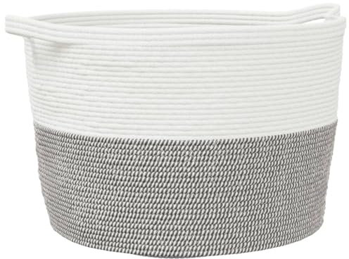 vidaXL Wäschekorb Grau und Weiß Ø60x36 cm Baumwolle