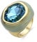 LUXENTER Anillo Mujer en Aleación de Metal con Cristal Color Azul y Dorado Acabado en Oro Amarillo de 18k Modelo Mantis-Talla 14