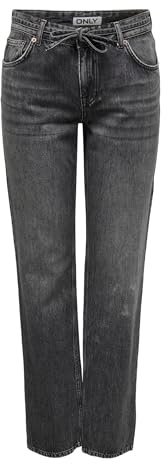 ONLY Damen Jeans Onlbree Low Grey Straight DNM Dot