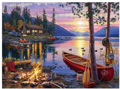 Boloshine 1000 Piece Jigsaw Puzzles for Adults, Sustainable Puzzle for Teenagers Gifts, Classic Brain Challenge Jigsaw Puzzle, Difficult Challenging Game (Sunset by the Lake)