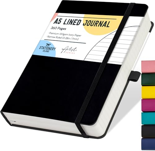 STATIONERY ISLAND A5 Liniert Notizbuch, 360 Seiten Dickes Journal Notebook, Liniert Notizbücher Hardcover mit 100gsm zum Schreiben, Arbeiten, Studieren, Tagebuch