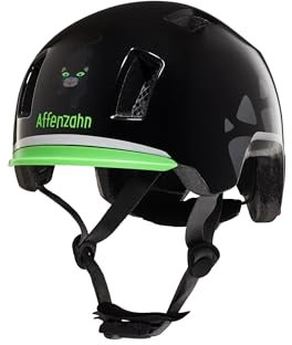 Affenzahn Fahrradhelm robuster Kinderhelm für Mädchen und Jungen für Fahrradfahren, Laufrad und Rollerfahren Panther - Schwarz