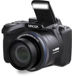 Minolta 20 Méga Pixels Zoom Optique 40x Appareil Photo Numérique avec Vidéo FHD 1080p Noir