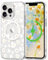 L-FADNUT Magnetic for iPhone 13 Pro Max Case, Compatible with Magsafe Floral Pattern Design, Clear Girly Flower Cover Slim Bumper Shockproof Protective Phone Case for iPhone 13 Pro Max White