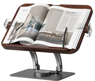 EWX Buchständer - langlebige und zuverlässige Buchhalter zum freihändigen Lesen - praktischer drehbarer Displayständer für Kochbücher, Notenblätter, schwerere Bücher - Massivholzständer