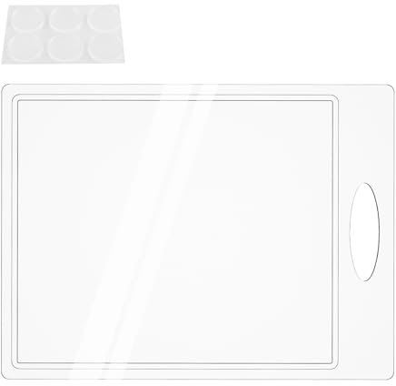 Acrylic Cutting Board Food Grade Clear Chopping Board with Counter Lip 40×30cm Nonslip Transparent Counter Edge Chopping Board with Draining Groove Hanging Hole for Kitchens Countertop Protection