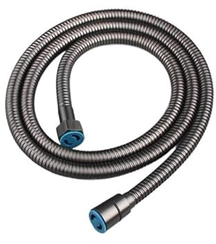 Flexible de Douche,Tuyau Douche Tuyau de douche noir, raccord de salle de bains, Tube de bain souple en acier inoxydable, tuyau d'eau de 1.5 mètres, Chrome, or brossé, gris(Gun Metal Hose)