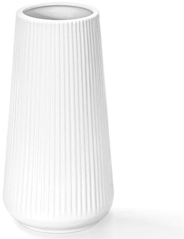 Keramik Vase Weiß, Keramik Vasen Deko für Blumen, Moderne Einfach Blumenvase für Pampasgras, Boho Keramikvase für Wohnzimmer Schlafzimmer Esstisch Büro Dekor