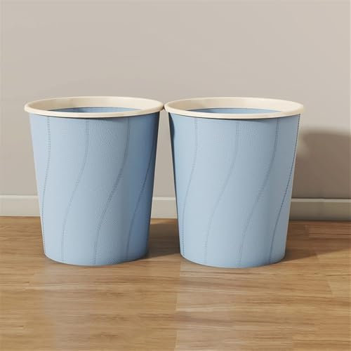 Shihan-2015 Poubelle Cuisine Corbeille à Papier Ronde sans Couvercle, Grande Corbeille à Papier en Plastique for Cuisines et cafés à Domicile, Lot de 2 Poubelle/Poubelle Bin(Blue)