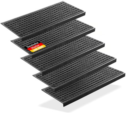 BigDean 3 Stück Stufenmatten aus Gummi – 75 x 25 cm – Outdoor Treppenstufenmatten – Anti Rutsch Gummimatten Kreis Design