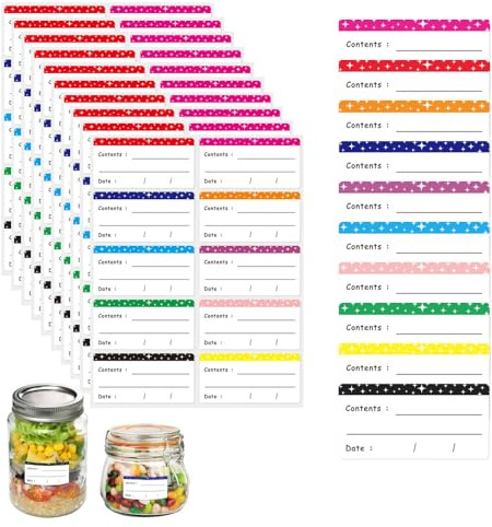 150 leicht abziehbare Gefrieretiketten – selbstklebende Etiketten in passender Farbe, die nach Gebrauch keine klebrigen Rückstände hinterlassen, Glasetiketten (mehrfarbig, 150 Stück)