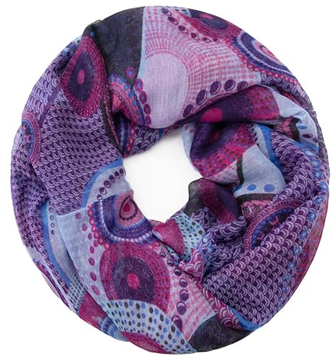 Gloop Damen Schal Loop Schal Feinstrick Loop mit Ethno Punkte Muster