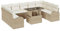 vidaXL 5-Sitzer Garten Rattan Sofa Set Beige Kissen UV-Beständig Modulares Design Ideal für Pavillon oder Balkon Enthält Tisch und perfekt für Zusammenkünfte Garten Loveseat Couch mit Poly Möbeln