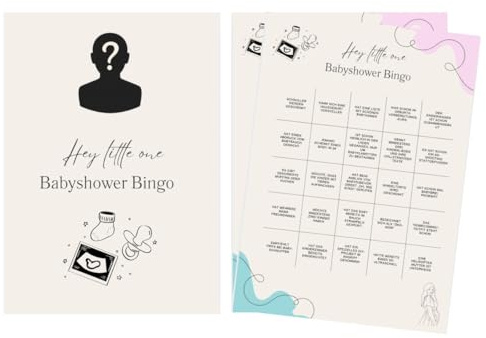 M Diagne Baby Shower Bingo – 15 Spielkarten für die Babyparty – Lustiges Spiel für Gäste - Perfekt als Partyspiel, Geschenk zur Babyshower (15)
