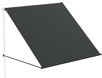 QEENTOE Toldo de 150 x 145 cm, resistente a la intemperie, de acero, resistente a los rayos UV, para ventanas, balcón y terraza (antracita)