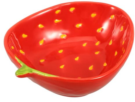 ULTECHNOVO Bol à Fruits en Céramique Décoratif Bol Compact pour Desserts et Snacks Design Fraise pour Familles et Restaurants Pratique