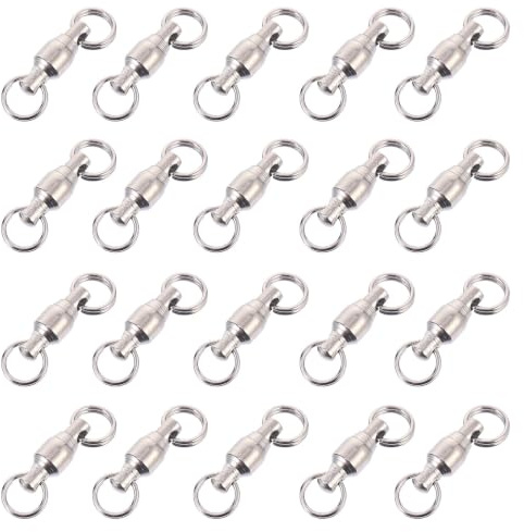 Zerodeko 20 Stück Edelstahl Kugellager Wälzwirbel mit Massiven Ringen für Verschiedene Angelmethoden Glatte Rotation und Stabile Verbindung von Angelködern