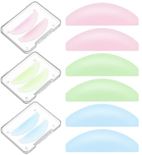 TIESOME 6 Stück Wimpernlifting Pads, 3Farben Silikon Lash Lifting Lift Pads mit Aufbewahrungsbox Wiederverwendbar Augenmaske Zum Erweichen Von Wimpern Selbstklebend Wimpern Dauerwelle Padkein Kleber