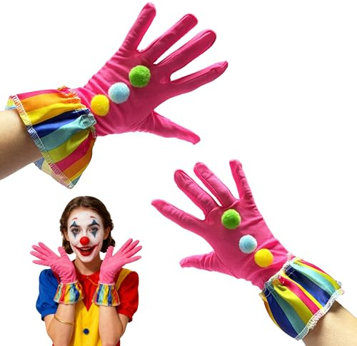 XCSJ Clown Handschuhe Bunte, Clown Cosplay Handschuhe, Clown Kostüm Accessoire fur Karneval, Halloween, Party, Cosplay, Zirkus,Männer und Frauen
