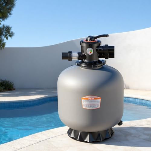 VEVOR Pompa Filtro a Sabbia Sistema di Filtraggio a Sabbia per Piscine Fuori Terra Portata 50 GPM/189,3 LPM Pompa per Filtraggio per Piscina con Valvola Multiporta a 7 Vie, Risciacquo, Scarico