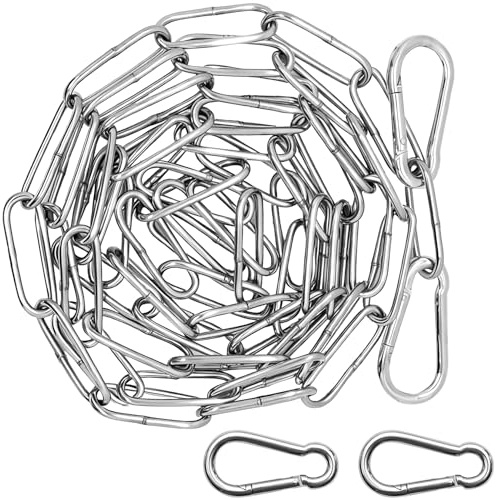 2 Rollos Cadena Acero Inoxidable, Cadena Metálica de 3 mm x 2 m, Cadenas de Seguridad para Puertas, Exteriores, Interiores, Cercas, Puertas, Bicicletas, Columpios, con 4 Cierres de Seguridad