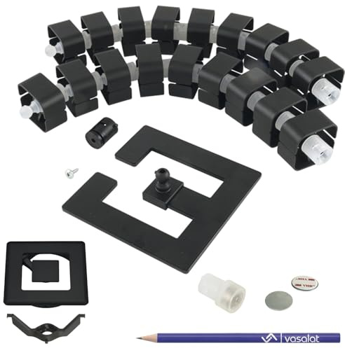 vasalat Kabelführung Schreibtisch Kabelmanagement Komplettset Orbit mit Kabeldurchlass 90x90mm + magnetischer Kabelkanal + Befestigungsclips + Magnete schwarz Länge 580-750mm