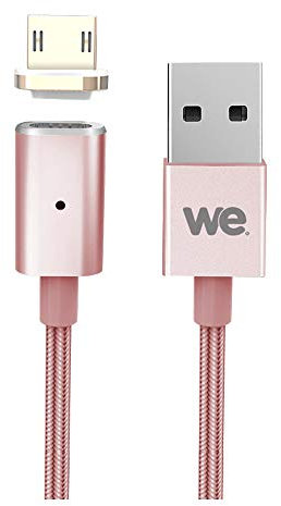 WE Câble Micro USB Magnétique Nylon Tressé Aimanté, Charge et Synchronisation des Données - 1.20M - Or Rose