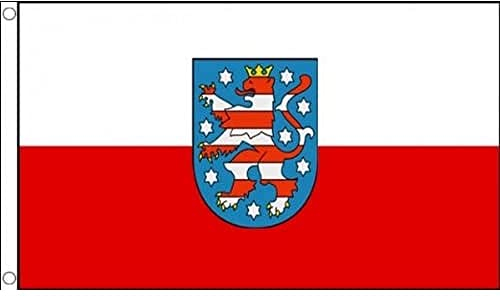AZ FLAG - Flagge Thüringen - 90x60 cm - Thüringen Fahne 100% Polyester mit Messing-Ösen - 50g