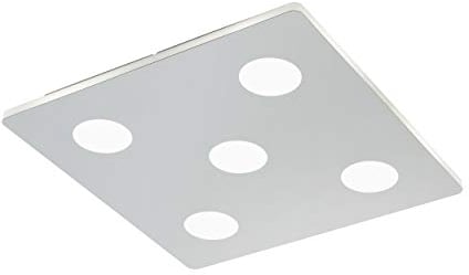 EGLO LED Deckenlampe Cabus, Deckenleuchte Bad, Badezimmer Lampe aus Metall in Silber, Chrom und satiniertem Kunststoff, LED Feuchtraumleuchte warmweiß, IP44, L x B 35 cm
