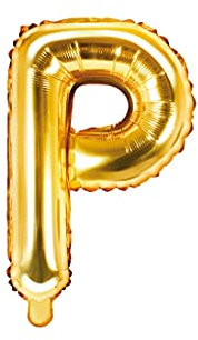 PartyDeco Folienballon Buchstabe P Gold-Geburtstag Hochzeit Jahrestag Folienballon Buchstabe P- Gold Größe ca. 35 cm Geburtstag Hochzeit Verlobung Silvesterparty Folienballon Hel Deko Geburtstag