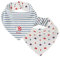 Bornino GOTS Wende-Dreieckstuch - Baby-Halstücher mit Wendefunktion & Druckknopfverschluss - 1x Streifen, 1x Allover-Elefanten-Print - offwhite